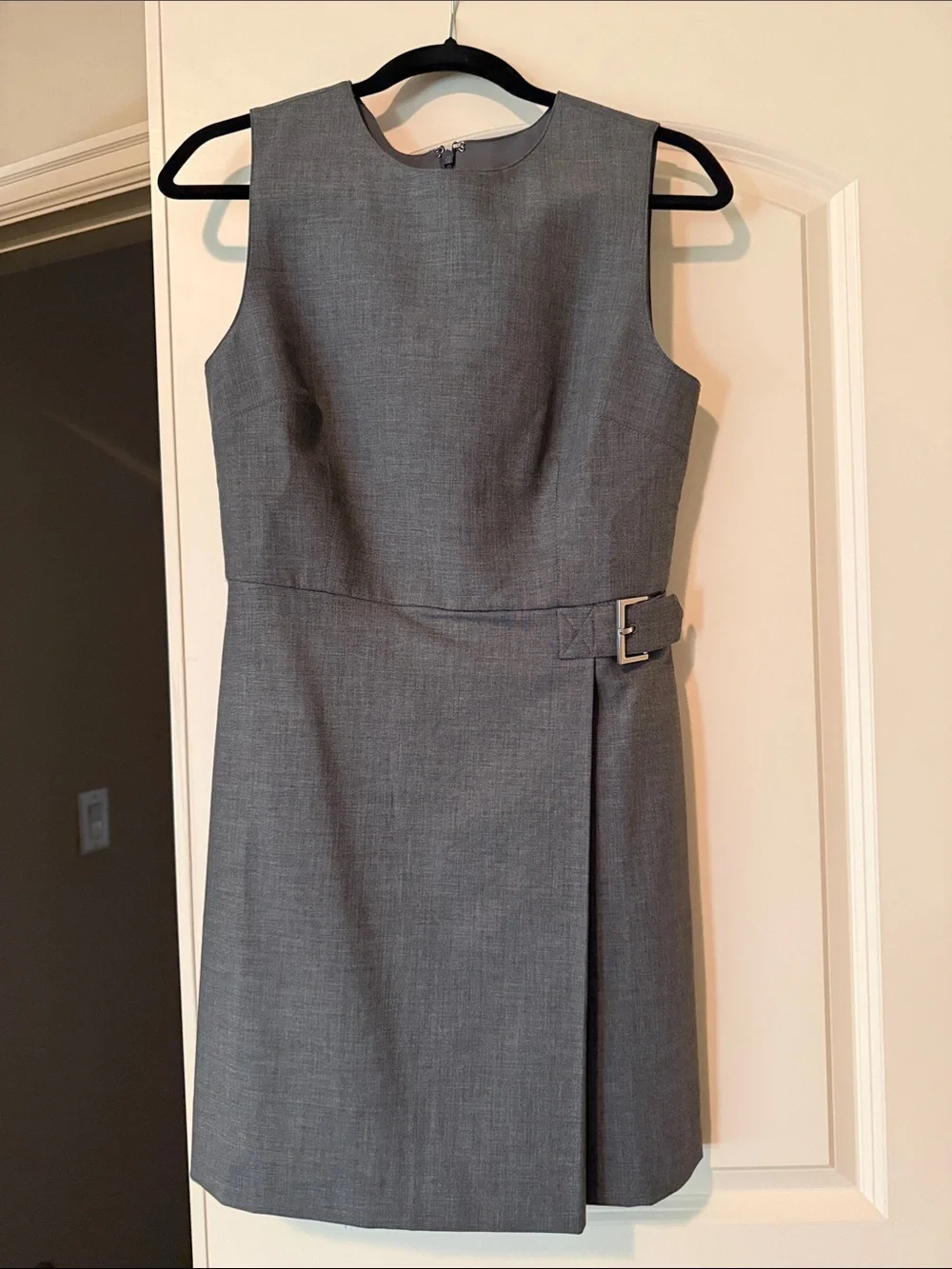 J Crew Sleeveless Gray Sheath Dress with Side Buckle Size 4
